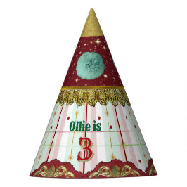 Retro Circus Carnival Hat - Teal Puff Feesthoedjes