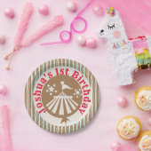Retro Circus Carnival Party Birthday Tan Papieren Bordje (Feest)