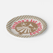 Retro Circus Carnival Party Birthday Tan Papieren Bordje (Gekanteld)