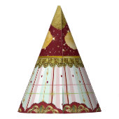 Retro Circus Carnival Party Hat - Yellow Puffs Feesthoedjes (Achterkant)