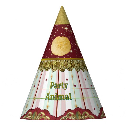 Retro Circus Carnival Party Hat - Yellow Puffs Feesthoedjes (Voorkant)