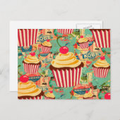 Retro Circus Cupcakes Briefkaart (Voorkant / Achterkant)