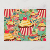 Retro Circus Cupcakes Briefkaart (Voorkant)