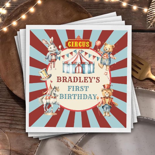 Retro Circus Dieren Carnaval Festival Verjaardag Servet