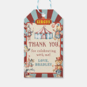 Retro Circus Dieren Carnaval Verjaardag Dank u Cadeaulabel (Voorkant)
