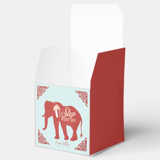 Retro Circus Elephant Popcorn Birthday Party Bedankdoosjes (Geopend)