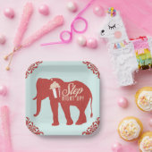 Retro Circus Elephant Popcorn Birthday Party Papieren Bordje (Feest)