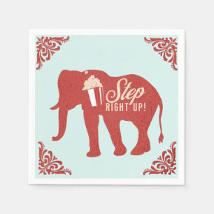 Retro Circus Olifant Popcorn Verjaardagsfeestje Servet