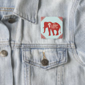 Retro Circus Olifant Popcorn Verjaardagsfeestje Vierkante Button 5,1 Cm (In situ)