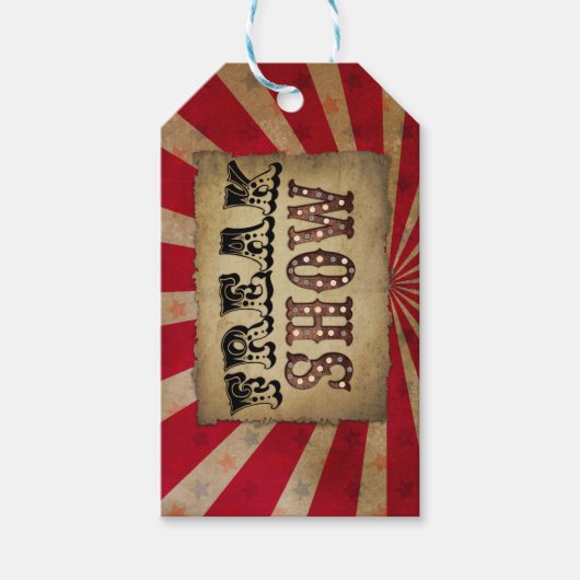Retro Circus Poster Freak Show Cadeaulabel (Voorkant)