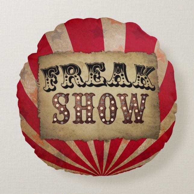Retro Circus Poster Freak Show Rond Kussen (Voorkant)