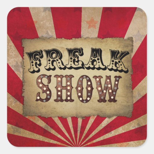 Retro Circus Poster Freak Show Vierkante Sticker (Voorkant)