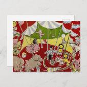  Retro Circus Ring Theme Fabric Briefkaart (Voorkant / Achterkant)