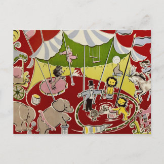  Retro Circus Ring Theme Fabric Briefkaart