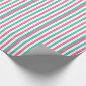 Retro Circus Stripes in roze en Blauwgroen Cadeaupapier (Hoek)