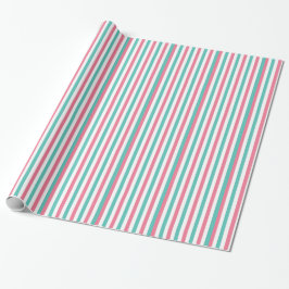 Retro Circus Stripes in roze en Blauwgroen Cadeaupapier