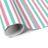 Retro Circus Stripes in roze en Blauwgroen Cadeaupapier (Rol Hoek)