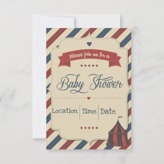 Retro Circus Uitnodiging Baby Borrel (Achterkant)