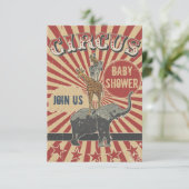 Retro Circus Uitnodiging voor Baby Borrel (Staand voorkant)