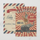 Retro Circus Uitnodiging voor Baby Borrel (Voorkant / Achterkant)
