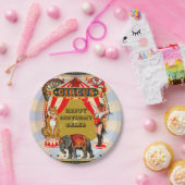 Retro Circus Verjaardagsfeest Gepersonaliseerd Papieren Bordje (Feest)