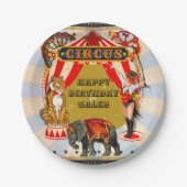 Retro Circus Verjaardagsfeest Gepersonaliseerd Papieren Bordje (Voorkant)