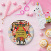 Retro Circus Verjaardagsfeest Gepersonaliseerd Papieren Bordje (Feest)