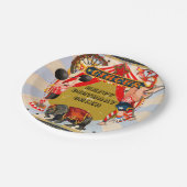 Retro Circus Verjaardagsfeest Gepersonaliseerd Papieren Bordje (Gekanteld)