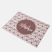 Retro Cirkel Aardse Toon Roze Monogram Deurmat (Schuin)