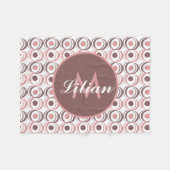 Retro Cirkel Aardse Toon Roze Monogram Fleece Deken (Voorkant (Horizontaal))