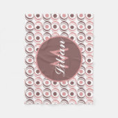 Retro Cirkel Aardse Toon Roze Monogram Fleece Deken (Voorkant)