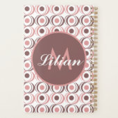Retro Cirkel Aardse Toon Roze Monogram Planner (Achterkant)