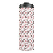 Retro Cirkel Aardse Toon Roze Monogram Thermosbeker (Voorkant)