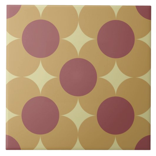 Retro Cirkel Bloem Patroon Tegeltje (Voorkant)