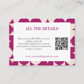 Retro Cirkel Scallop Mid Century QR CODE Bruiloft Informatiekaartje (Voorkant)