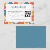 Retro Cirkel Scallop Mid Century QR CODE Bruiloft Informatiekaartje (Voorkant / Achterkant)