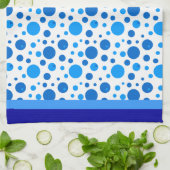 Retro Cirkels en Polka Dots in Blues Theedoek (Gevouwen)