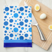 Retro Cirkels en Polka Dots in Blues Theedoek (Quarter Fold)
