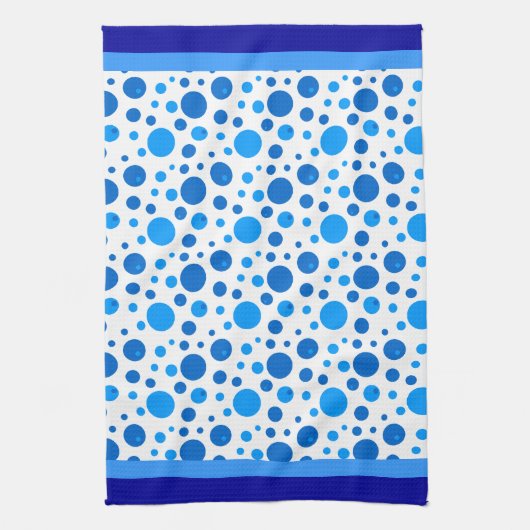 Retro Cirkels en Polka Dots in Blues Theedoek (Verticaal)