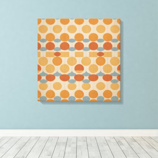 Retro cirkels en rasters – Mid-Century Modern Canvas Afdruk (Insitu (Houten vloer))