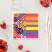 Retro cirkels en strepen 60's stijl patroon servet (Insitu)