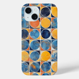 Retro Cirkels en Vierkanten Mozaïek Hoesje