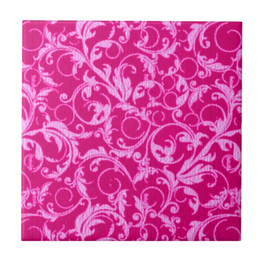 Retro  cirkels Hot Pink Tile Tegeltje (Voorkant)