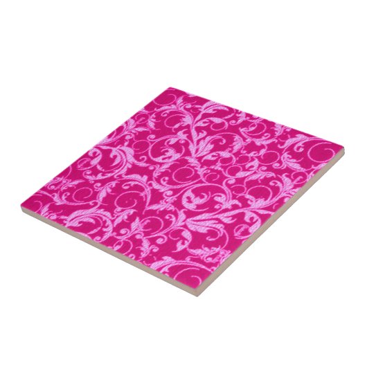 Retro  cirkels Hot Pink Tile Tegeltje (Zijkant)