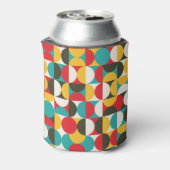 Retro Cirkels: Kleurrijke Hipster Patroon. Blikjeskoeler (Blikje Achterkant)