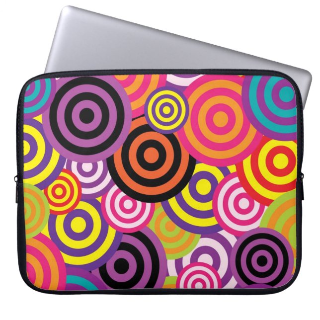 Retro Cirkels Laptop Sleeve (Voorkant)