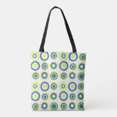 Retro cirkels Limoen erwt groen Blauwgroen op wit Tote Bag (Achterkant)