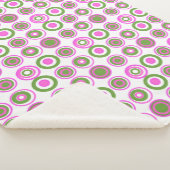 Retro cirkels magenta roze groen op wit sherpa deken (3/4)