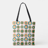 Retro cirkels Oranje flesje groen op wit Tote Bag (Achterkant)