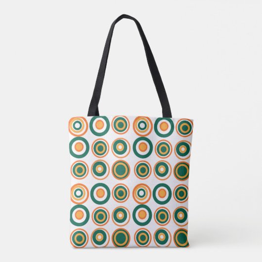 Retro cirkels Oranje flesje groen op wit Tote Bag (Achterkant)